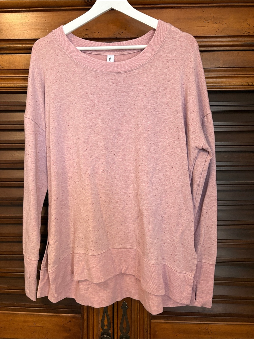 Athleta Heathered Pink Relaxed Pullover Sweatshirt